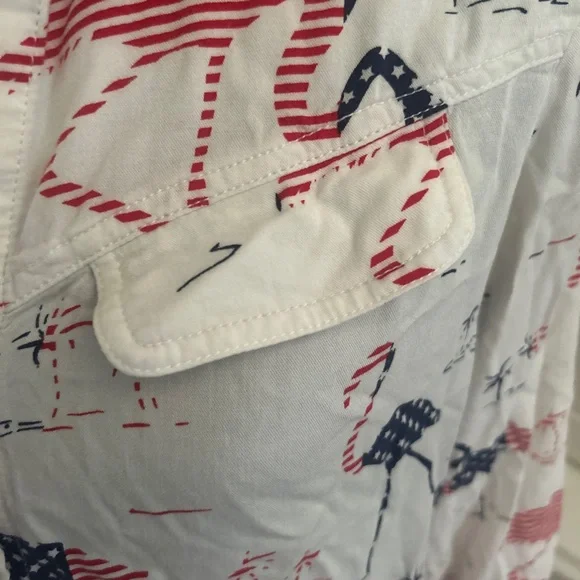 NIC+ZOE Patriotic Print Shirt July 4th flamingo red white blue medium - Picture 3 of 5